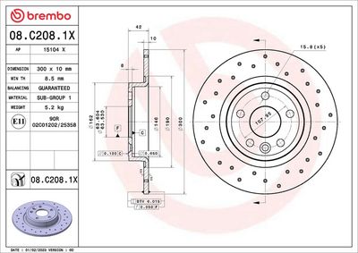 Brake Disc BREMBO 08.C208.1X