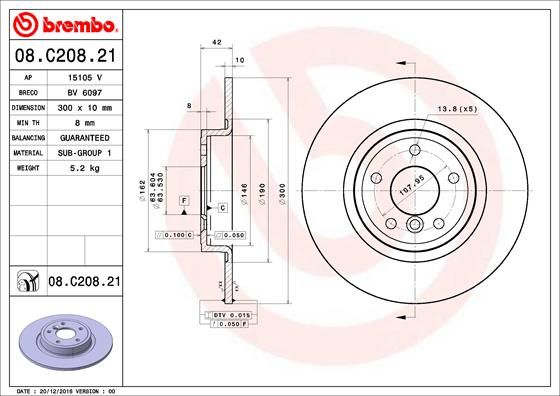 BREMBO 08.C208.21 Brake Disc