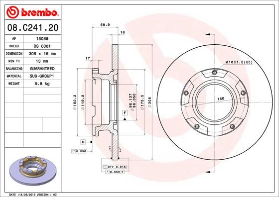 BREMBO 08.C241.20 Brake Disc
