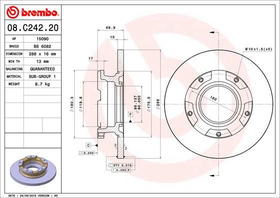 BREMBO 08.C242.20 Brake Disc