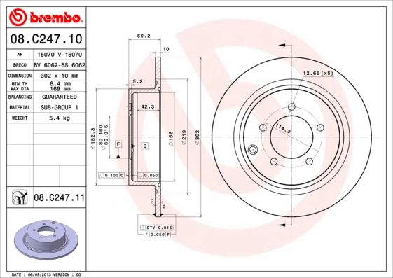 BREMBO 08.C247.10 Brake Disc