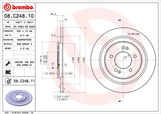 BREMBO 08.C248.10 Brake Disc