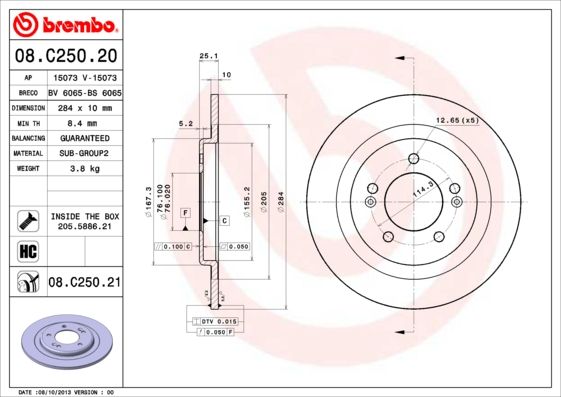 BREMBO 08.C250.21 Brake Disc