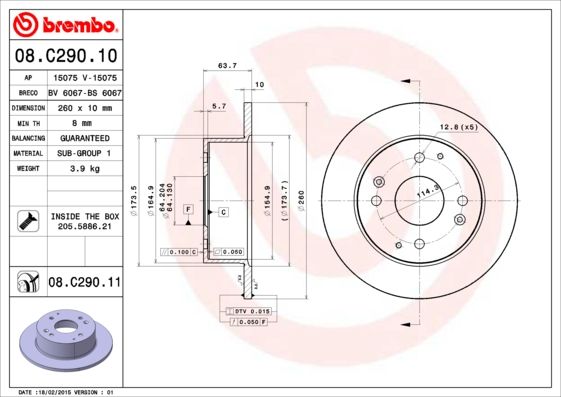BREMBO 08.C290.11 Brake Disc
