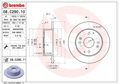Brake Disc BREMBO 08.C290.11
