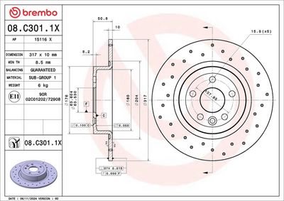 Brake Disc BREMBO 08.C301.1X