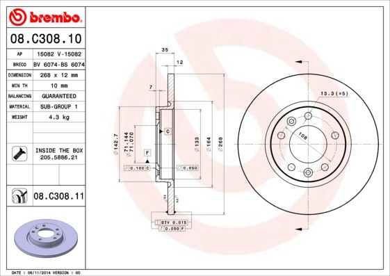 BREMBO 08.C308.11 Brake Disc
