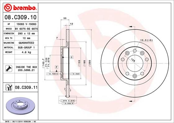 BREMBO 08.C309.11 Brake Disc