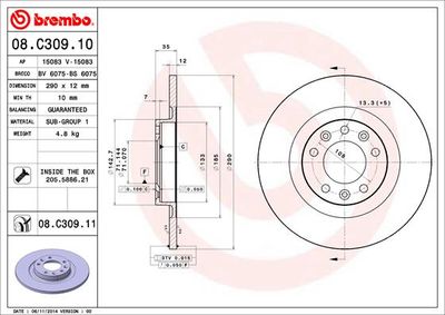 Brake Disc BREMBO 08.C309.11