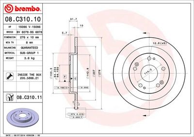 Brake Disc BREMBO 08.C310.11
