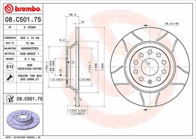 Brake Disc BREMBO 08.C501.75