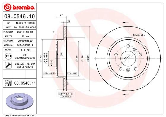 BREMBO 08.C546.11 Brake Disc