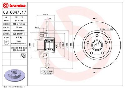 Brake Disc BREMBO 08.C647.17