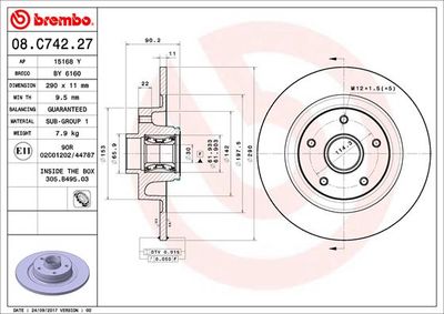 Brake Disc BREMBO 08.C742.27