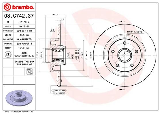 BREMBO 08.C742.37 Brake Disc