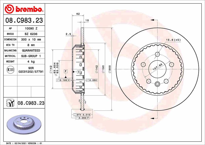 BREMBO 08.C983.23 Brake Disc