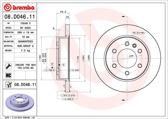 BREMBO 08.D046.11 Brake Disc