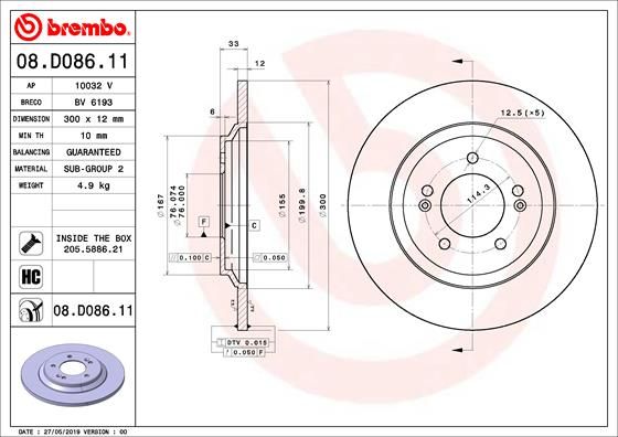 BREMBO 08.D086.11 Brake Disc