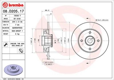 Brake Disc BREMBO 08.D205.17
