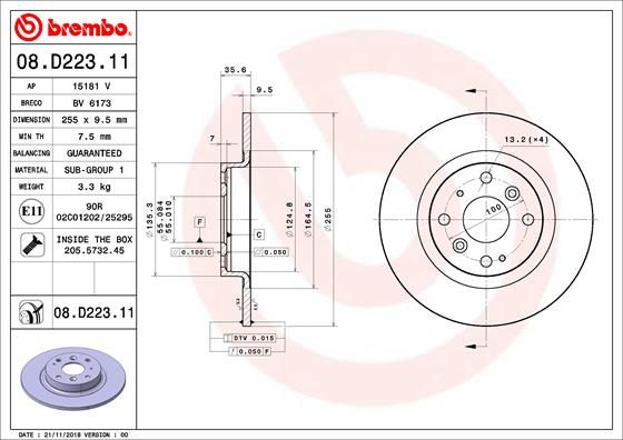 BREMBO 08.D223.11 Brake Disc