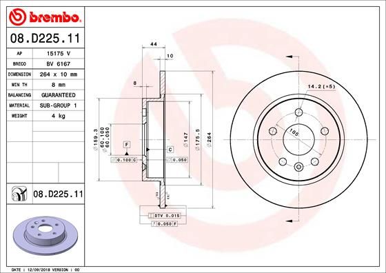 BREMBO 08.D225.11 Brake Disc