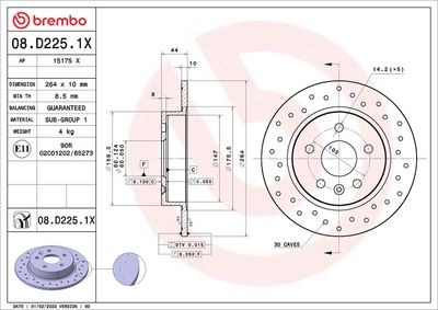 Brake Disc BREMBO 08.D225.1X