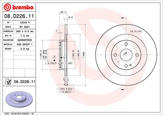 BREMBO 08.D226.11 Brake Disc