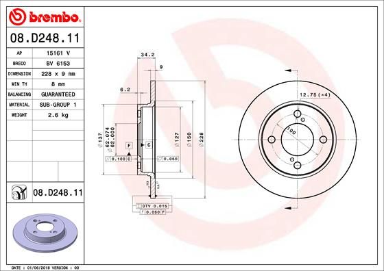 BREMBO 08.D248.11 Brake Disc