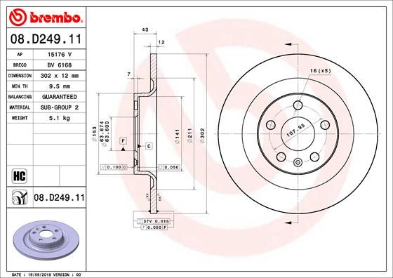 BREMBO 08.D249.11 Brake Disc