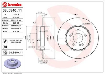 Brake Disc BREMBO 08.D340.11
