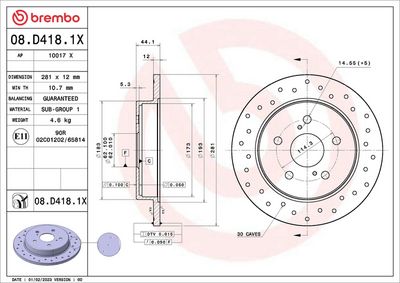Brake Disc BREMBO 08.D418.1X
