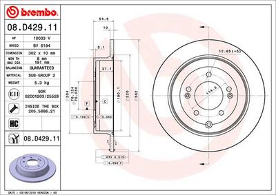 Brake Disc BREMBO 08.D429.11