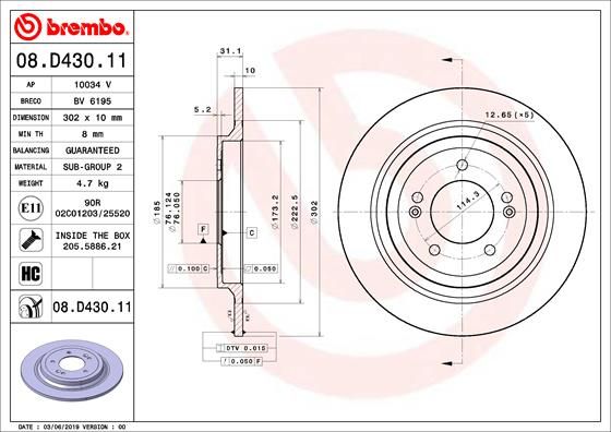 BREMBO 08.D430.11 Brake Disc