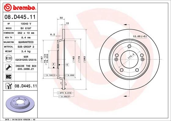 BREMBO 08.D445.11 Brake Disc