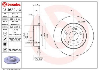Brake Disc BREMBO 08.D530.13