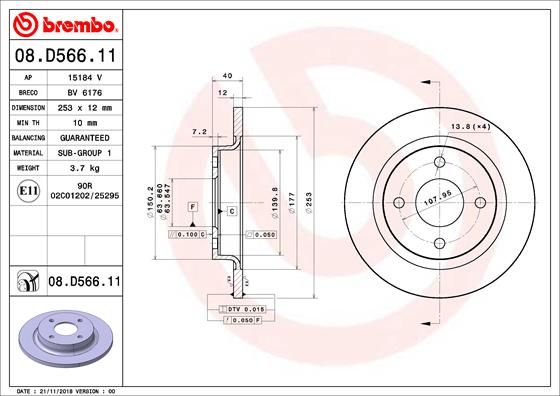 BREMBO 08.D566.11 Brake Disc