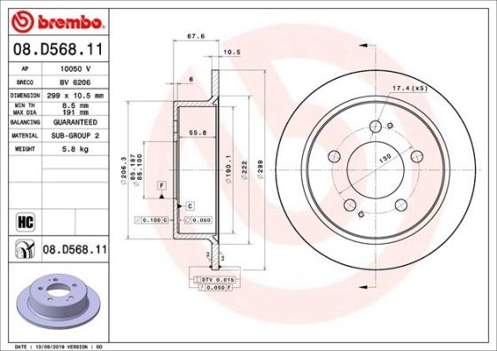 BREMBO 08.D568.11 Brake Disc