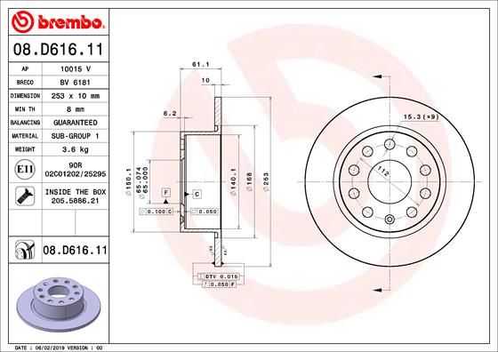 BREMBO 08.D616.11 Brake Disc
