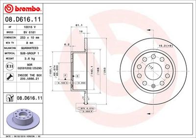 Brake Disc BREMBO 08.D616.11