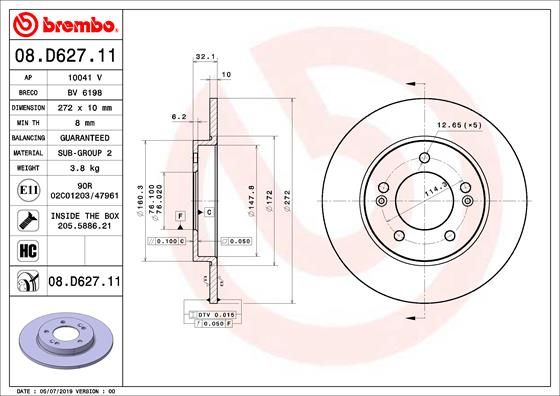 BREMBO 08.D627.11 Brake Disc