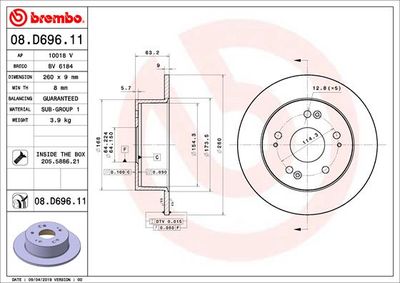 Brake Disc BREMBO 08.D696.11
