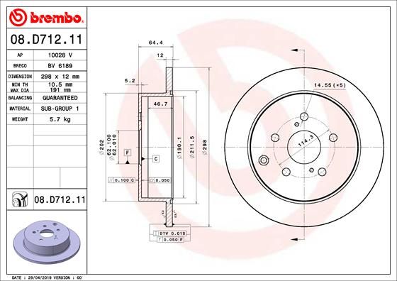 BREMBO 08.D712.11 Brake Disc