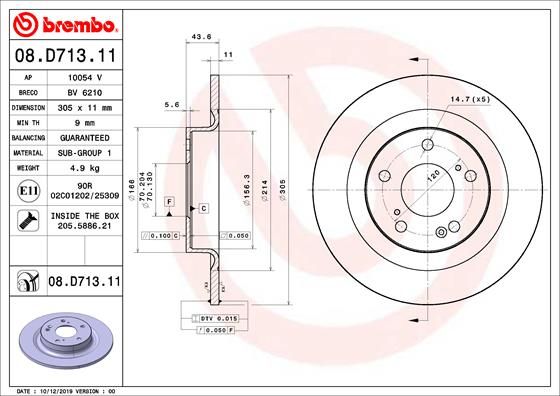 BREMBO 08.D713.11 Brake Disc