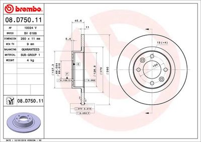 Brake Disc BREMBO 08.D750.11