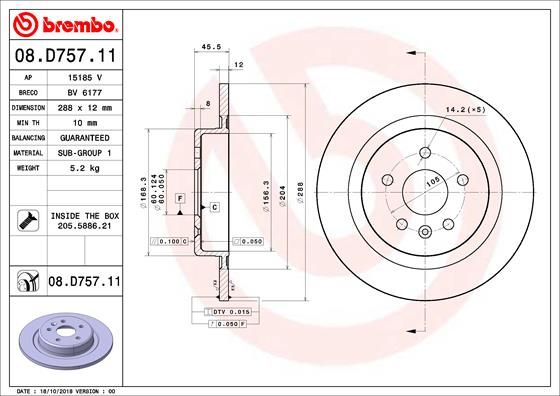 BREMBO 08.D757.11 Brake Disc