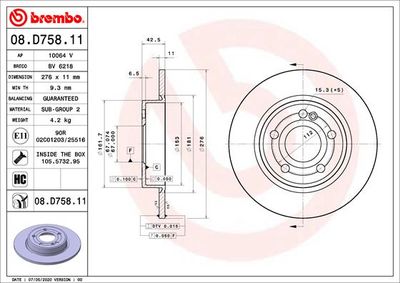 Brake Disc BREMBO 08.D758.11