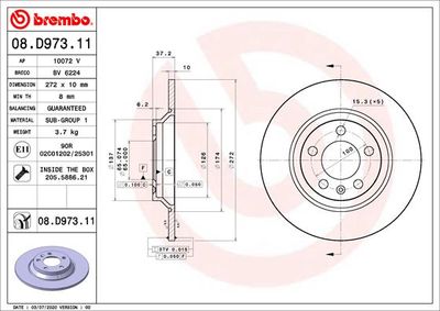 Brake Disc BREMBO 08.D973.11