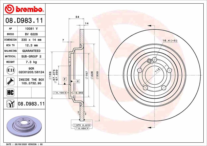 BREMBO 08.D983.11 Brake Disc