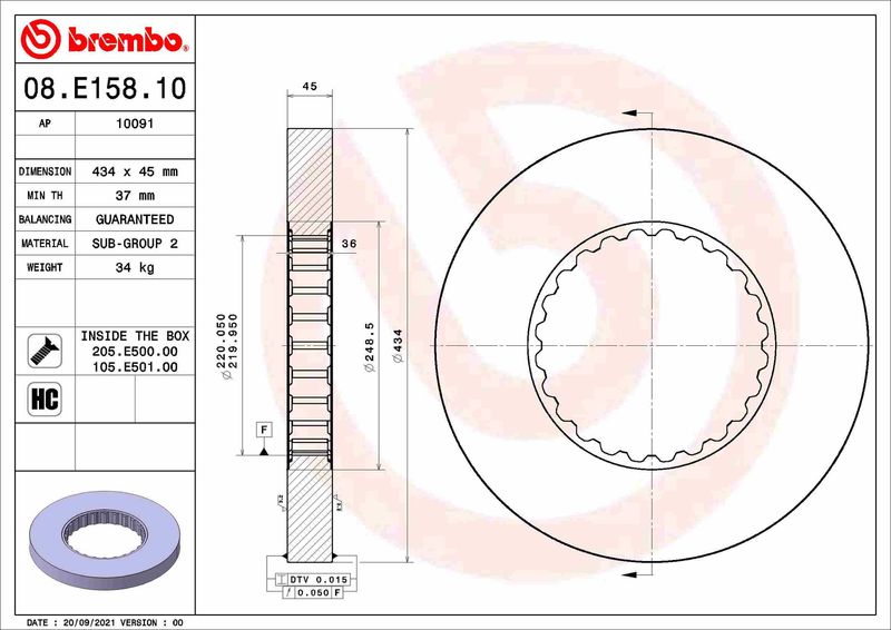 BREMBO 08.E158.10 Brake Disc