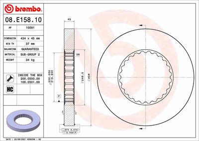 Brake Disc BREMBO 08.E158.10